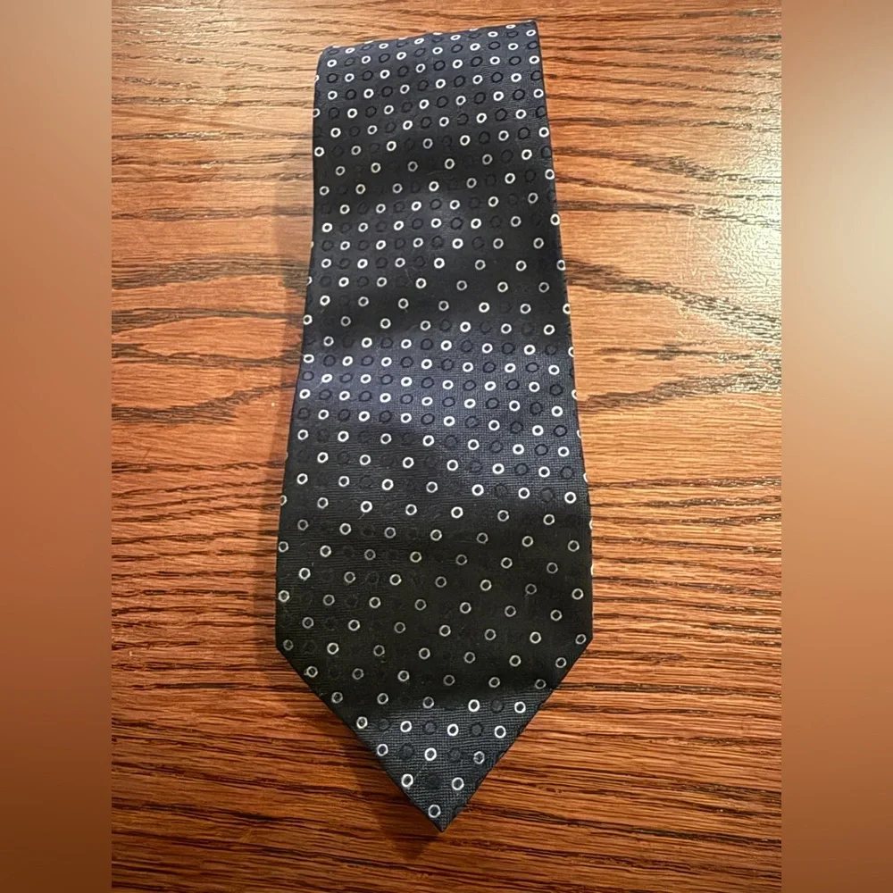John Varvatos 100% Silk Polka Dot Black Tie